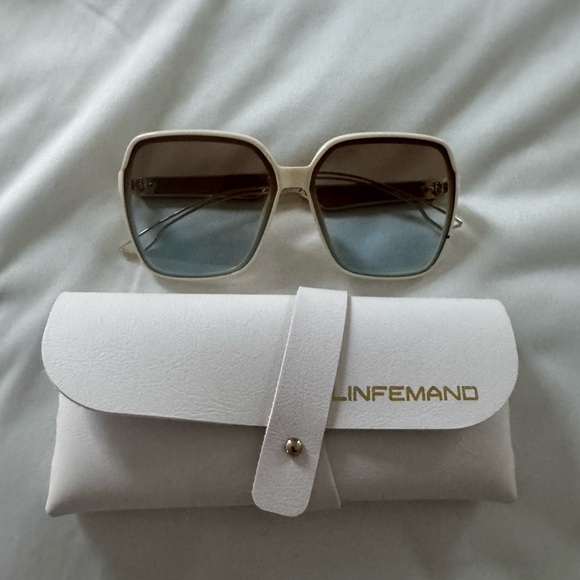Women's Square Sunglasses - Cream and Gold - Picture 1 of 3